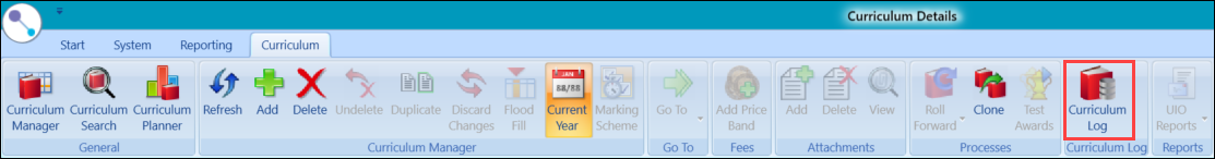 Curriculum Log button